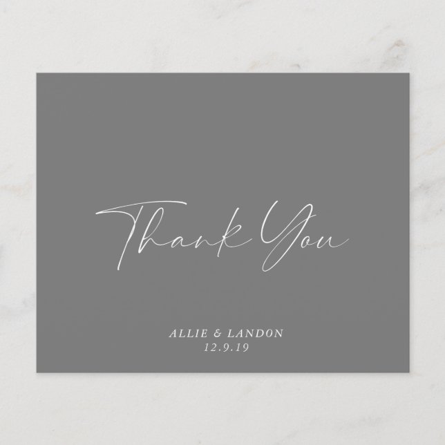 Flyer Tarjeta de agradecimiento gris del presupuesto (Frente)