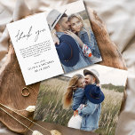 Flyer Tarjeta de agradecimiento Minimalista de la foto d<br><div class="desc">Aumente su gratitud con nuestras elegantes tarjetas de agradecimiento que incluyen escritura moderna y su foto boda favorita. Estas tarjetas ofrecen un diseño elegante y minimalista que complementa perfectamente cualquier estética boda. Personalízalos con un mensaje sincero de agradecimiento para expresar tu agradecimiento a amigos y familiares por su amor y...</div>