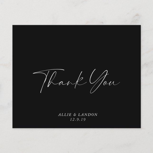 Flyer Tarjeta de agradecimiento negra de PRESUPUESTO (Frente)