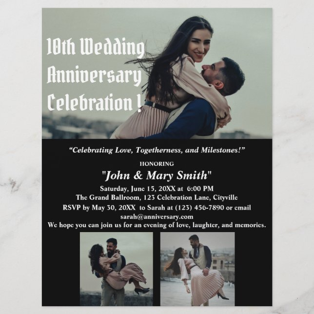 Flyer Tarjeta de Aniversario de Boda  (Frente)