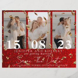 Flyer Tarjeta de anuncio de boda con collage de fotos y 