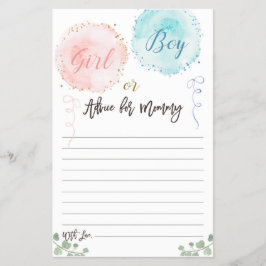 Flyer Tarjeta de asesoramiento de Baby Shower para globo