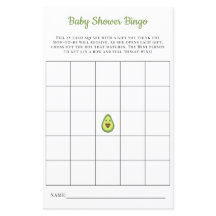 Tarjeta de Bingo de Baby Kawaii Aguacate Juego de 