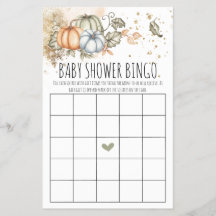 Tarjeta de bingo de juego Baby Shower para calabaz