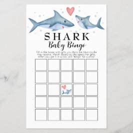 Flyer Tarjeta de Bingo para Bebé de Shark Baby Shower