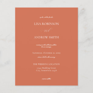 Flyer Tarjeta de boda de caligrafía naranja salmón de pr