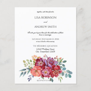Flyer Tarjeta de boda floral tropical rosa presupuesto b