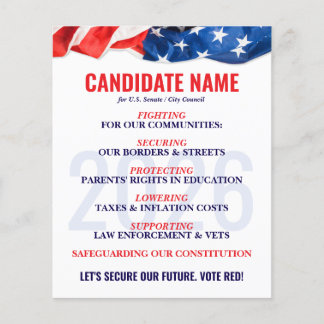 Flyer Tarjeta de campaña electoral para candidato republ