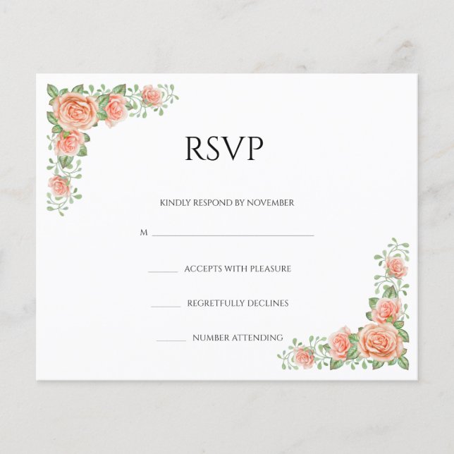 Flyer Tarjeta de confirmación de boda floral (Frente)