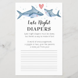 Flyer Tarjeta de consejo de los tiburones Baby Shower La