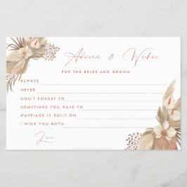 Flyer Tarjeta de consejo de Terracotta Pampas Novia