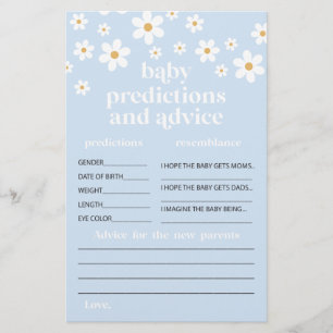 Flyer Tarjeta de consejos para padres en baby shower de 