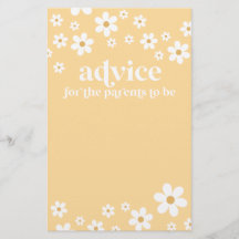Tarjeta de consejos para padres en baby shower de 