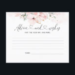 Flyer Tarjeta de consejos y deseos florales de Rubor.<br><div class="desc">Elegante acuarela de color azul boda consejo y carta de deseos. Elementos coincidentes disponibles.</div>