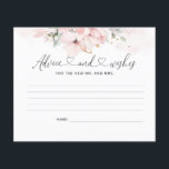 Flyer Tarjeta de consejos y deseos florales de Rubor.<br><div class="desc">Elegante acuarela de color azul boda consejo y carta de deseos. Elementos coincidentes disponibles.</div>