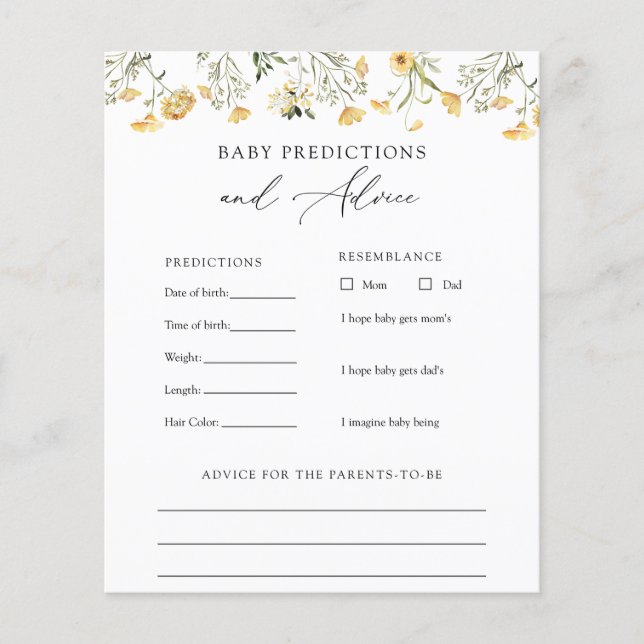 Flyer Tarjeta de consejos y predicciones para bebés con  (Frente)