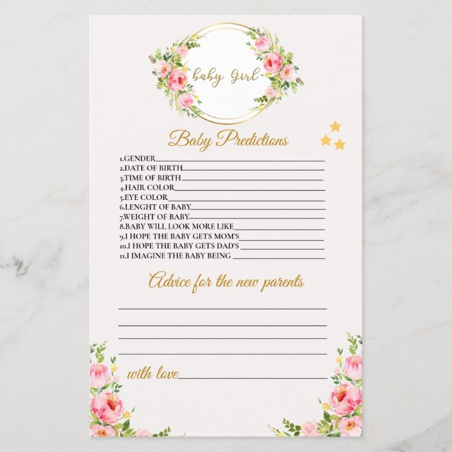 Flyer Tarjeta de consejos y predicciones para bebés, jue (Frente)