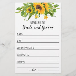 Flyer Tarjeta de deseos de girasoles para la pareja