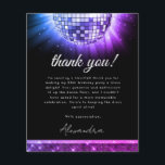 Flyer Tarjeta de disco del partido de cumpleaños número<br><div class="desc">Eleva tu gratitud con nuestra tarjeta Purple Disco 60th Birthday Gracias. Esta tarjeta captura la esencia de la era disco, añadiendo un toque de glamour y nostalgia retro a tus expresiones de aprecio. En un vibrante tono violeta, esta tarjeta de agradecimiento exuda energía y estilo. El disco grafico de la...</div>