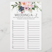 Tarjeta de ducha de novia A a Z