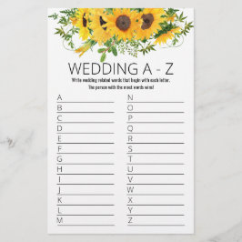 Flyer Tarjeta de ducha de novia Sunflowers A to Z