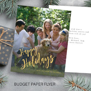 Flyer Tarjeta de Feliz Navidad con foto presupuesto oro
