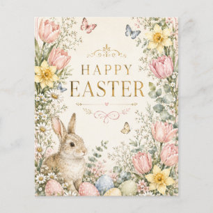 Flyer Tarjeta de Feliz Pascua de Acuarela, Pastel
