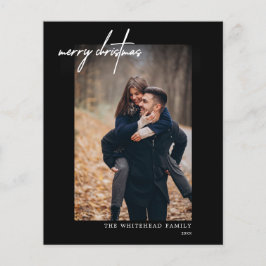Flyer Tarjeta de foto negra Budget Modern Merry Christma