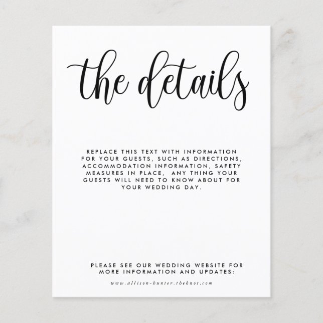 Flyer Tarjeta de gabinete de detalles del Boda de presup (Frente)