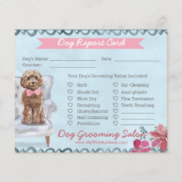 Flyer Tarjeta de Informe de Aseo de Perro Floral Rosa y