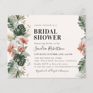 Flyer Tarjeta de invitación a ducha de novia tropical co