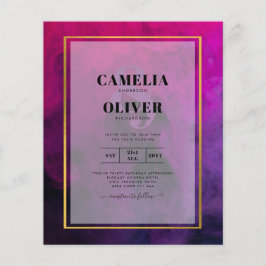 Flyer Tarjeta de INVITACIÓN de Boda con Tinta Púrpura Ma