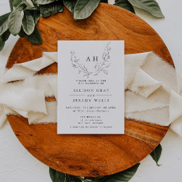 Flyer Tarjeta de invitación de boda floral con monograma