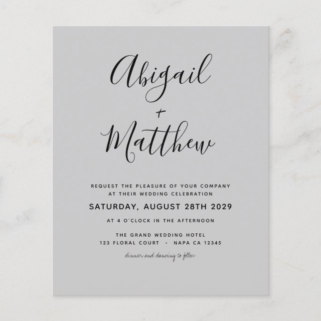 Flyer Tarjeta de Invitación de Boda Minimalista Moderna  (Frente)