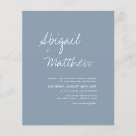 Flyer Tarjeta de Invitación de Boda Simple Polvo Azul Pr