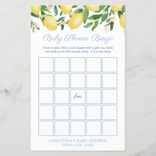 Flyer Tarjeta de juego Amalfi Lemon Pale Blue Baby Showe