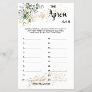 Flyer Tarjeta de juego Apron Bribal Bridal Shower