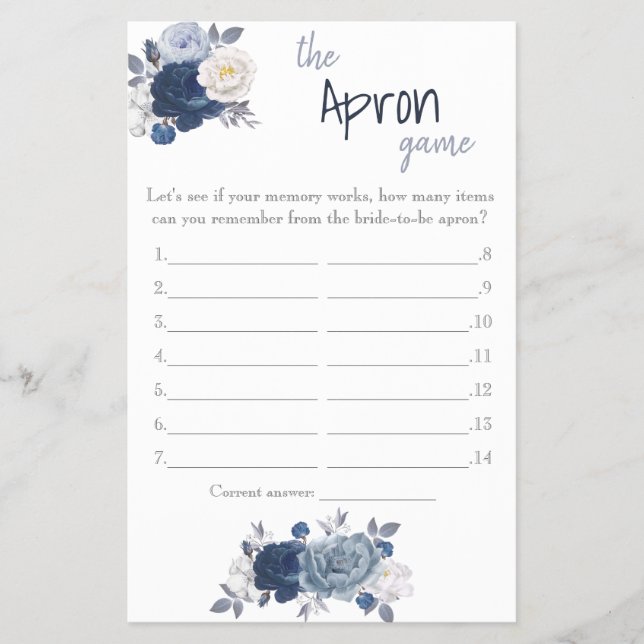 Flyer Tarjeta de juego Apron Bridal Shower (Frente)