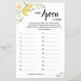 Flyer Tarjeta de juego Apron Game Lemon&Rosa Bridal Show