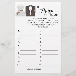 Flyer Tarjeta de juego Apron Shower Bride y Groom