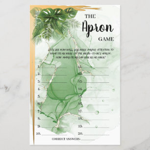 Flyer Tarjeta de juego Apron Tropical Palm Bridal Shower