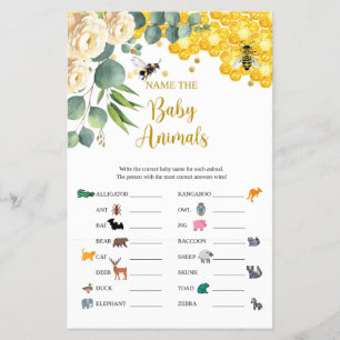 Flyer Tarjeta de juego Bee Name the Baby Animals
