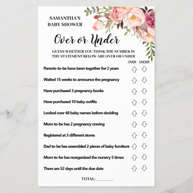 Flyer Tarjeta de juego bilingüe Pink Over o under baby d (Frente)