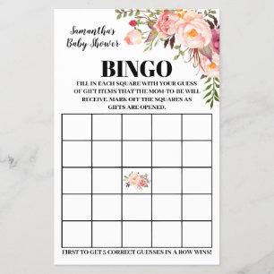Flyer Tarjeta de juego bilingüe rosa para Bingo Baby Sho