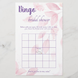 Flyer Tarjeta de juego Bingo Bridal Shower