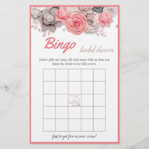 Flyer Tarjeta de juego Bingo Bridal Shower