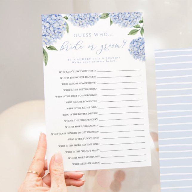 Flyer Tarjeta de juego Blue Hydrangea Bride o Groom Pape (Subido por el creador)