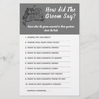 Flyer Tarjeta de juego Bridal Shower What do the Groom S