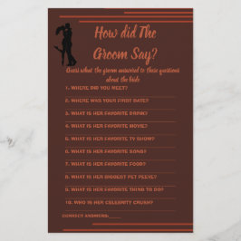 Flyer Tarjeta de juego Bridal Shower What do the Groom S