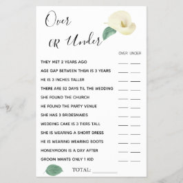 Flyer Tarjeta de juego Calla Lily Over o Under Bridal